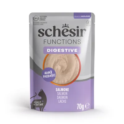Schesir Functions Mousse 12 x 70 g - Digestive med lax Schesir Functions Mousse 12 x 70 g - Digestive med lax