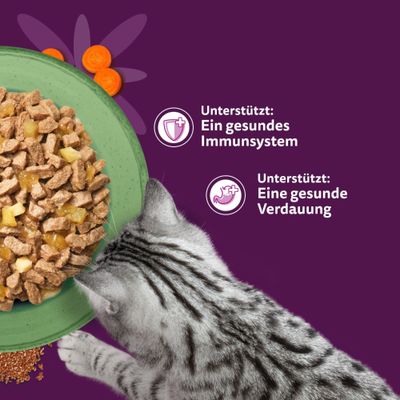 Whiskas 1+ Superfoods Gemischte Auswahl in Gelee 6 x 50 g - Hühnerleber & Thunfisch