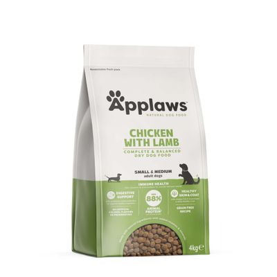 Hauptzutaten: Huhn, Lamm, Lachsöl, Vitamine und Mineralstoffe, pflanzliche Ballaststoffe, Präbiotika, Postbiotika, Glucosamin, Chondroitin, Cranberry.