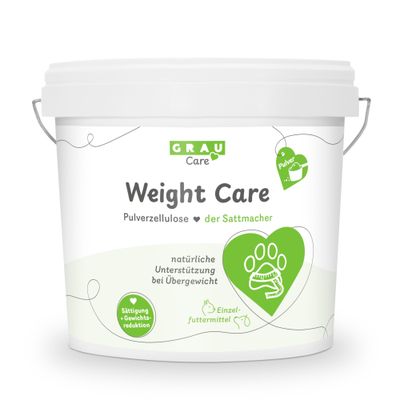 GRAU Care Weight Care Pulversellulosa, mättnadsgivaren. Naturligt stöd vid övervikt. Mättnad och viktminskning. Enkelutfodring.