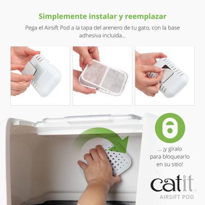 Catit Airsift Dual Action Geurreductie Pad - Accessoires: Catit Airsift Pod, L 13,5 x B 9 x H 3,5 cm