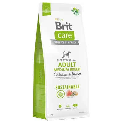 Brit Care Dog Sustainable Adult Medium Breed Kip & Insecten - 12 kg