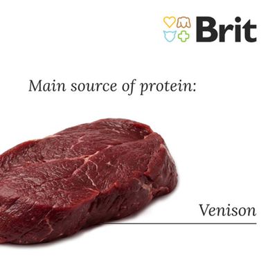 Brit Care Sensitive Venison Digestion & Skin, Grain-Free, 12 kg. Brez piščančje maščobe, za kožo in dlako, imunost. Vidno: kokosovo olje, ikone prebave, kože, imunosti.