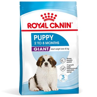 ROYAL CANIN Puppy 2 to 8 months GIANT, adult weight over 45 kg, strong immune system, 1st growth stage: intense growth, controlled energy, 3 stages.