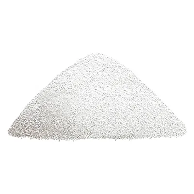 Haufen aus feinem, weissem Granulat, möglicherweise Katzenstreu oder ähnliches Material.