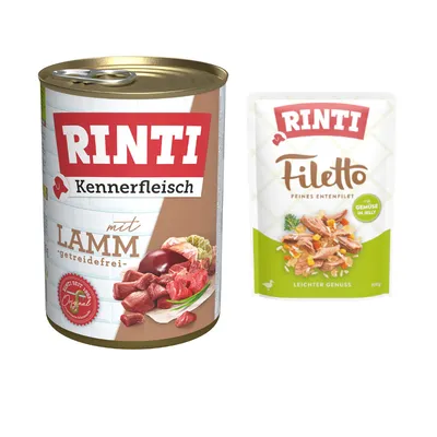 6 x 400g RINTI Wet Dog Food + 100g RINTI Wet Dog Food Free! * - Lamb Adult (6 x 400g) + Duck with Vegetables Filetto in Jelly (100g) 6 x 400g RINTI Wet Dog Food + 100g RINTI Wet Dog Food Free! * - Lamb Adult (6 x 400g) + Duck with Vegetables Filetto in Jelly (100g)
