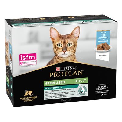 PURINA PRO PLAN Sterilised Adult Maintenance 10 x 75 g pour chat cabillaud