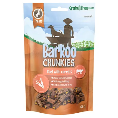 Barkoo Chunkies Bocconcini ripieni Snack per cane - 100 g Manzo & Carote
