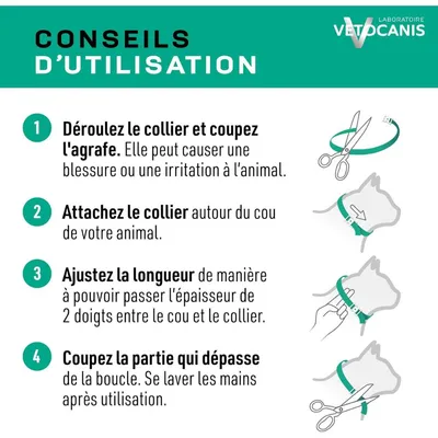 Collier répulsif contre les puces et les tiques Vetocanis pour chat - 1 collier