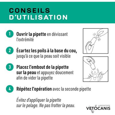 Répulsif anti-puces et tiques Vetocanis Spot-On pour chat - 4 pipettes x 1,2 ml