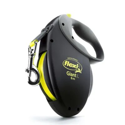 Laisse flexi Giant L 8 m pour chien - noir / jaune fluo