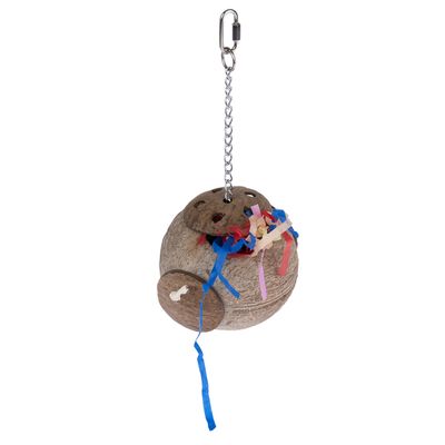TIAKI Pick- und Zupfspielzeug Kokosnuss für Vögel ca. Ø 15 x H 30 cm