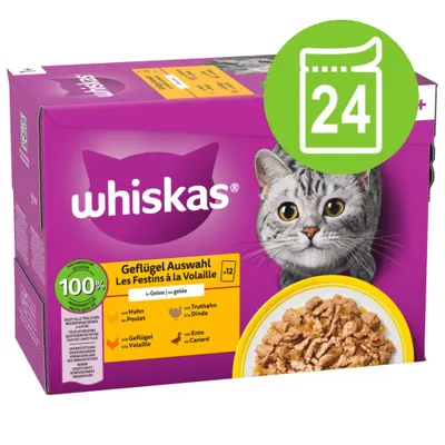 Whiskas 1+ Adult Megapack kapsičky 24 x 85 g - drůbeží výběr v želé (85 g)