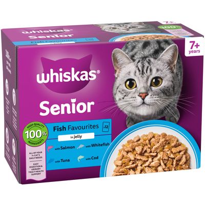 Whiskas 7+ Senior Pouches in Jelly Fish Favourites in Jelly (48 x 85g)