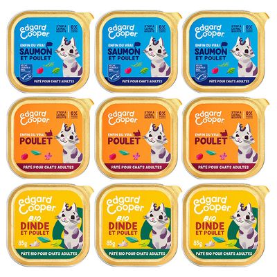 Lot mixte Edgard & Cooper Pâté pour chat 9 x 85 g (3 variétés)