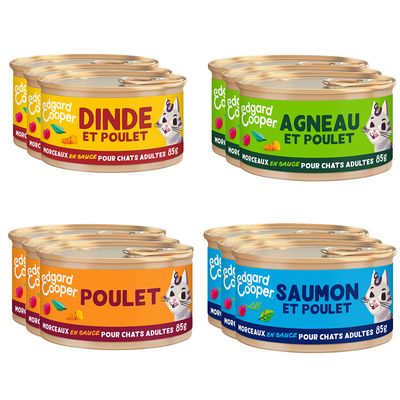 Testez-les! Edgard & Cooper Morceaux en sauce pour chat 12 x 85 g (4 variétés)