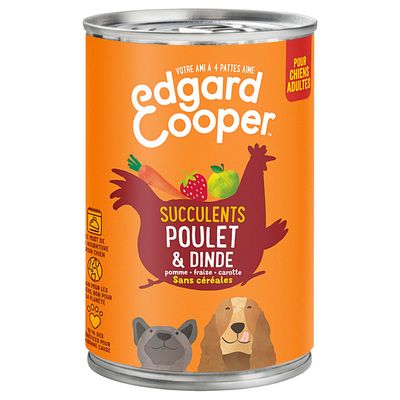 Lot Edgard & Cooper Adult sans céréales 12 x 400 g pour chien poulet, dinde