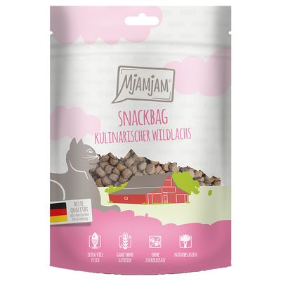 MjAMjAM Snackbag con salmón salvaje snacks para gatos 2 x 125 g