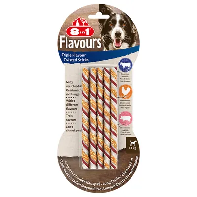 жевательные палочки 8in1 Triple Flavour Twisted Chew Sticks - 10 шт