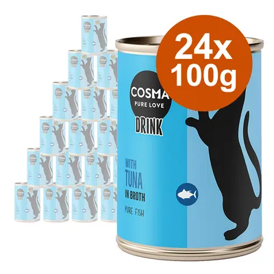 Cosma Pure Love Drink, 24x100g lattine, con tonno in brodo, Pure Fish.