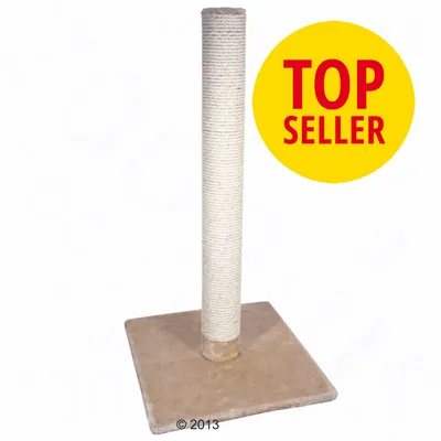 Scratching post with a beige base and upright sisal-covered pole, shown with a yellow badge stating 'Top Seller'.