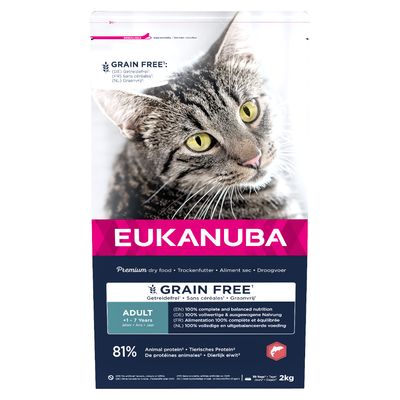 Eukanuba Adult Grain Free riche en saumon pour chat 2 kg