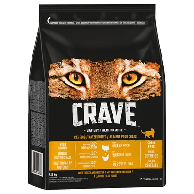 CRAVE suha hrana za mačke, 2,8 kg. Visoka vsebnost beljakovin, brez žit, narejeno iz 100 % naravnega piščanca in svežega piščanca. Za mačke starejše od 1 leta. CRAVE suha hrana za mačke, 2,8 kg. Visoka vsebnost beljakovin, brez žit, narejeno iz 100 % naravnega piščanca in svežega piščanca. Za mačke starejše od 1 leta.