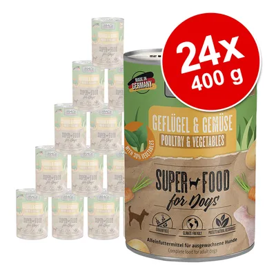 MAG Superfood für Hunde, Geflügel & Gemüse, 24x 400g. Made in Germany, mit 30% Gemüse, getreidefrei, klimafreundlich, schützt natürliche Ressourcen. Alleinfuttermittel für ausgewachsene Hunde.