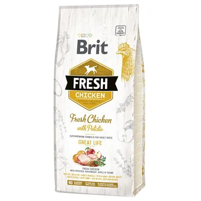 Brit Fresh Adult Great Life, kurczak z ziemniakami - 12 kg