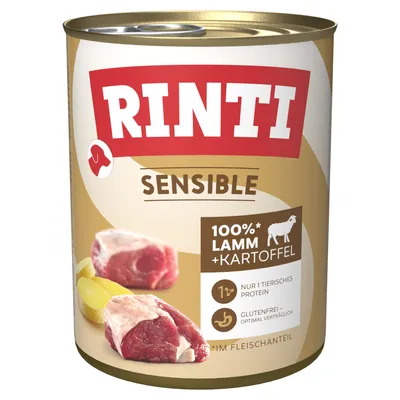 Säästöpakkaus RINTI Sensible 24 x 800 g - nauta ja riisi