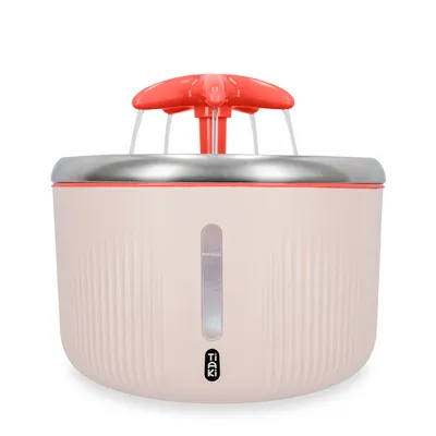Tiaki fontanella con indicatore del livello dell'acqua, coperchio in acciaio inox e beccuccio rosso.