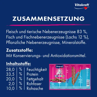 Vitakraft Cat Stick Mini, Lachs - Lachs (24 x 6 g)