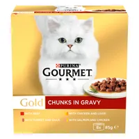 Gourmet Gold Mega Pack 48 x 85g  - Beef, Turkey & Duck, Chicken & Liver, Salmon & Chicken Tender Chunks