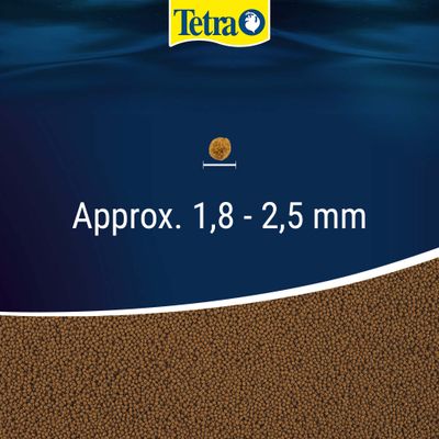 Tetra. Pellet size approx. 1.8 to 2.5 mm.