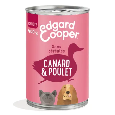 Lot Edgard & Cooper Puppy sans céréales 12 x 400 g pour chien - canard, poulet