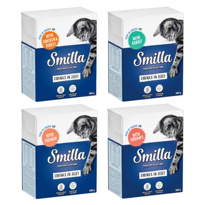 Smilla Chunks in Jelly mit Lachs, Made in Sweden, 24x380g, getreidefreie Rezeptur, enthält Taurin.