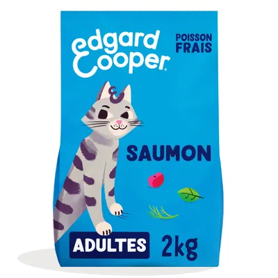 Edgard Cooper nourriture pour chats adultes, saveur saumon, avec poisson frais. Taille de l’emballage : 2 kg.