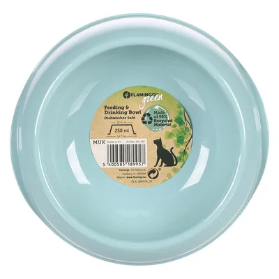 Flamingo Green ruoka- ja juomakuppi, konepesunkestävä, 250 ml, 98 % kierrätysmateriaalia, halkaisija 10,8 cm, valmistettu EU:ssa.