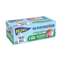 Mjau Multibox 48 x 85 g - Mix in Soße (Rind, Hühnchen, Forelle, Lachs)
