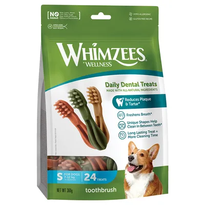 Whimzees by Wellness Toothbrush - Grösse S: für kleine Hunde (7-12 kg, 24 Stück)