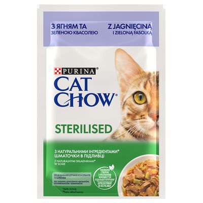 Sparpaket PURINA Cat Chow 52 x 85 g Sterilised Lamm & grüne Bohnen