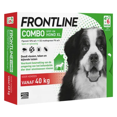 Frontline Combo Spot-On Hond XL - Vanaf 40 kg - Dubbelpak: 2 x 6 Pipetten x 4,02 ml