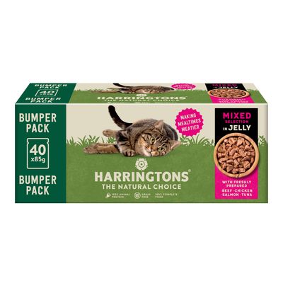 Harringtons Complete Grain-free Adult Cat – Mixed Selection in Jelly Bumper Pack: 40 x 85g