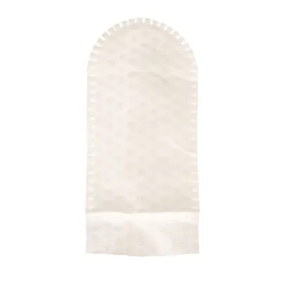 Weisse Reinigungshandschuh aus weichem Material, geeignet für die Pflege von Haustieren.