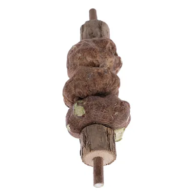 Bâtonnet en bois avec plusieurs morceaux de bois noueux empilés, sans marque visible ni texte, matériau : bois naturel.