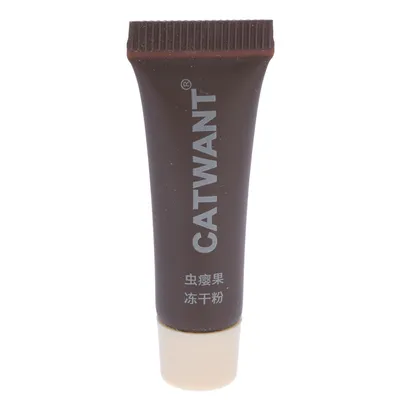CATWANT tub med asiatiska tecken, brun förpackning med vitt lock.