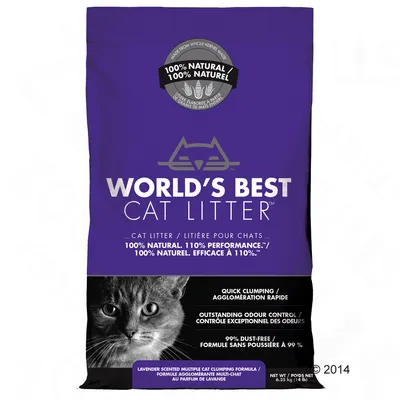 Наполнитель для кошачьего туалета World's Best Cat Litter, 100% natural, 110% performance, quick clumping, outstanding odour control, 99% dust-free. Вес: 6,35 кг (14 lb).