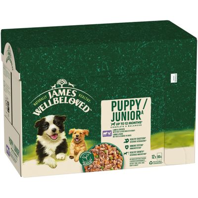 James Wellbeloved Puppy & Junior Hypoallergenic - Lamb & Chicken in Gravy Saver Pack: 48 x 90g