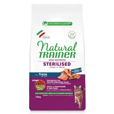 Natural Trainer Cat Sterilised met forel - Dubbelpak: 2 x  1,5 kg