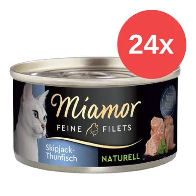 Miamor Feine Filets Skipjack-Thunfisch, Naturell, 100% Filet, 24x Dosen.